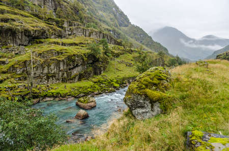 View of the mountain river. Norway.の写真素材