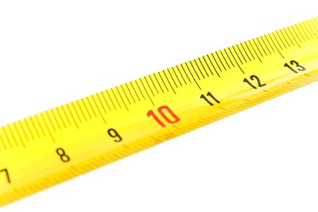 Metal ruler on the white backgroung.