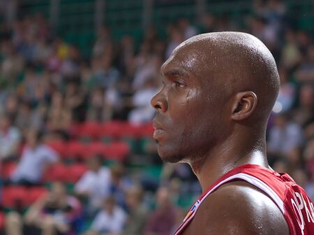 SAMARA, RUSSIA - JUNE 14: Domercant Henry of BC Spartak at the game against BC Krasnye Krylia on June 14, 2011 in Samara, Russia.のeditorial素材