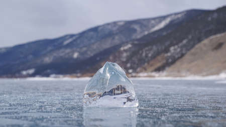 ice floe-an iceberg on lake Baikalの写真素材