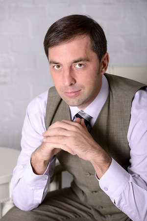 Business man sitting portraitの写真素材