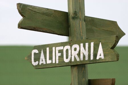 Wooden Mile signpost to Californiaの写真素材