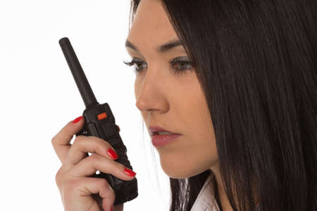 Business woman on the walkie-talkieの写真素材