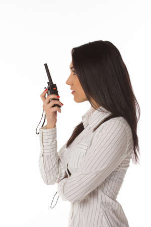 Business woman on the walkie-talkieの写真素材