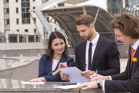 Business Team Meeting Discussion Concept, outdoors