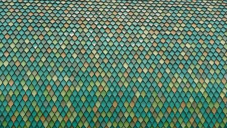 Architecture detail with old and weathered wooden roof tilesの写真素材