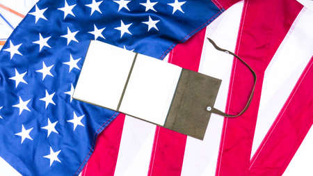 Flag of Unired States of America with note on it.の写真素材