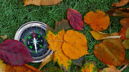 Compass With The Tag North outdoors.の写真素材