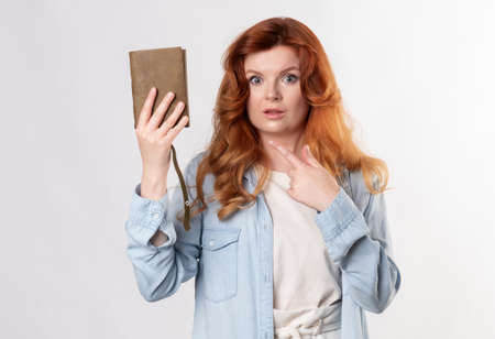 Red-hair Model posing in studio