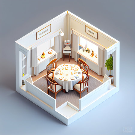 visualization of living room 3d, isometric. Ai generativeの写真素材