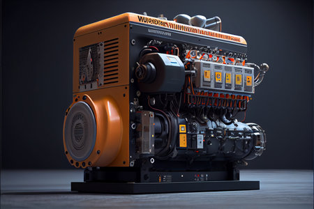 Gasoline Portable Generator Close up on Mobile Backup Generator. Standby Generator - Outdoor Power...
