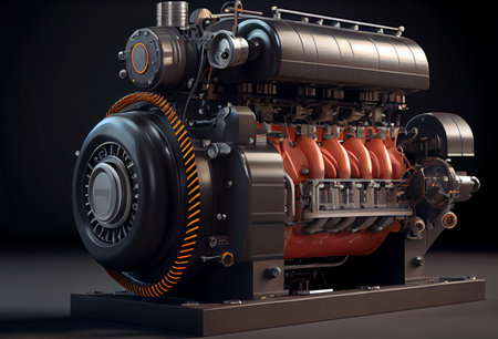 Gasoline Portable Generator Close up on Mobile Backup Generator. Standby Generator - Outdoor Power...