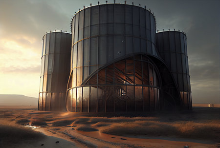Structures, pipes, oil storage tanks, pipelines of petrochemical plant. Ai generativeの写真素材