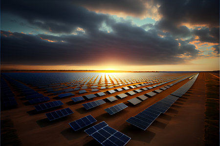 Solar panel, photovoltaic, alternative electricity source - concept of sustainable resources. Ai...