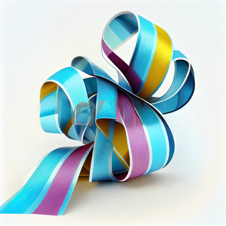 Colored ribbon on a white background. Rainbow, ai generativeの写真素材