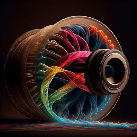 Fiber optics lights abstract background. Ai generative image.の写真素材