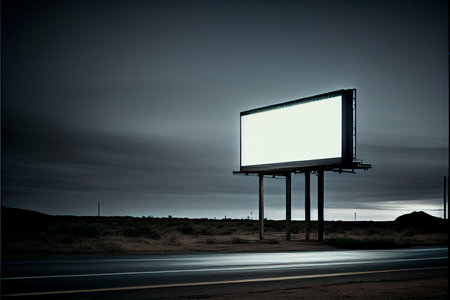 blank billboard or road sign on the highway. Ai generativeの写真素材