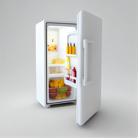 Empty Fridge on white background. 3d ai generativeの写真素材