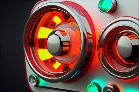 Ambulance Medical Attention car lights close up view. Ai generative.
