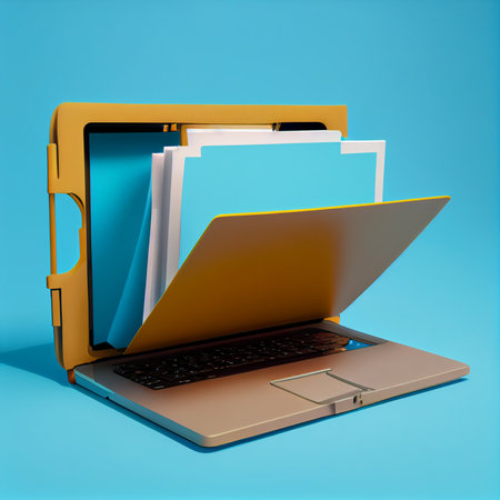 Digital tablet and papers fold, internet and electronic online news concept imageの写真素材