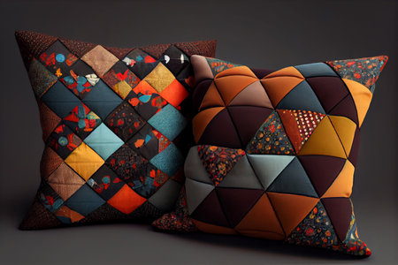pillow made of patchwork fabric. Ai generative