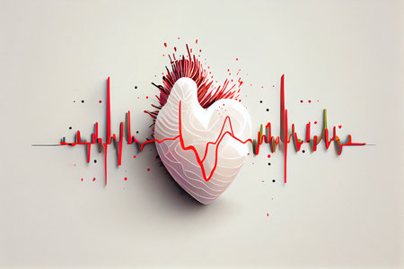 3d red heart and pulse line symbol on white background, healthy concept ,cardiology, medical, 3D...