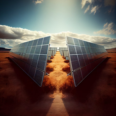 Solar panel, photovoltaic, alternative electricity source - concept of sustainable resources. Ai...