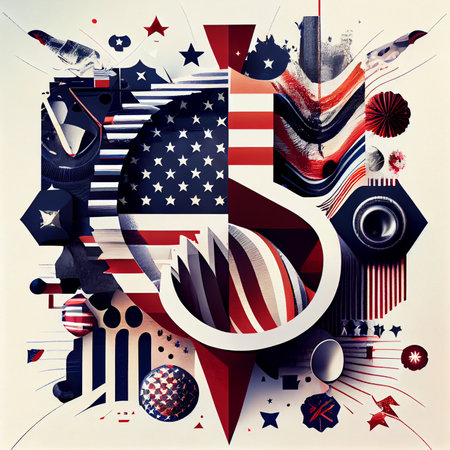 USA Independence Day banner background. Abstract icons dedicated to the USA with the main symbols of...