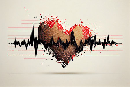 3d red heart and pulse line symbol on white background, healthy concept ,cardiology, medical, 3D rendering, Ai generativeの写真素材