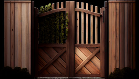 Gateway visualisation Background. Countryside wooden gates. Ai generative