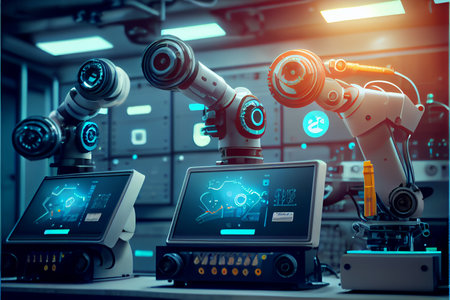 Device for control automation robot arms machine in intelligent factory industrial on real time...