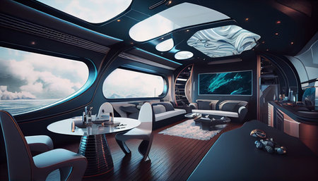interior of luxury motoryacht. Ai generative