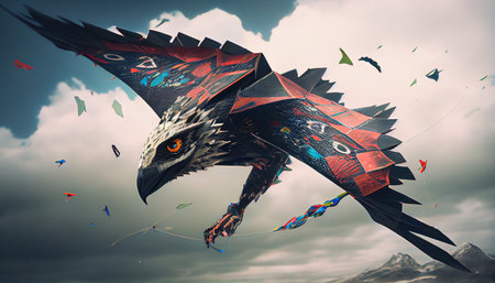 Falcon bird Kite flying in the sky. Ai generativeの写真素材