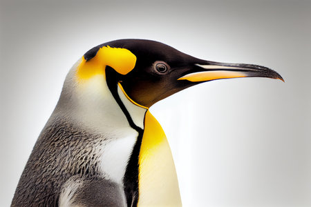 Emperor penguin colse up portrait. isolated on white background. Ai generativeの写真素材