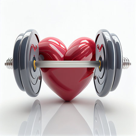 Heart health training weight with barbell. Ai generativeの写真素材