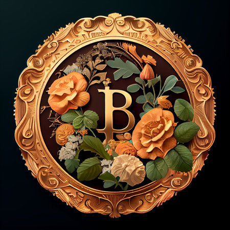 Cryptocurrency business finance technology concept Cryptocurrency Bitcoin in floral design. Ai generativeの素材