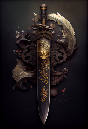 Chinese traditional double sword, ai generativeの素材