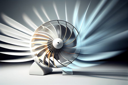 Working black ceiling fan. Ai generativeの素材