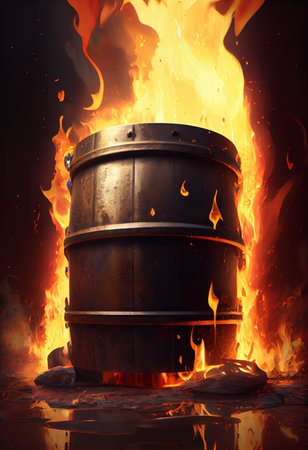 Explosion in a barrel. Long exposure night shot. Ai generativeの素材