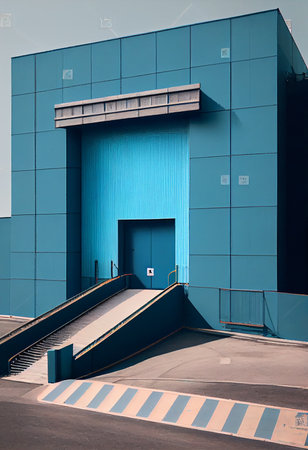 Large distribution warehouse with gates for loading goods. Generative aiの素材