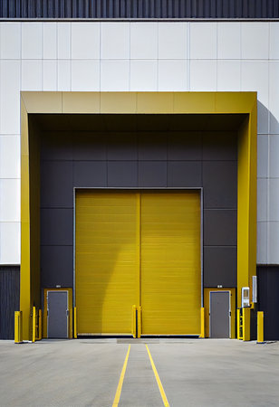 Large distribution warehouse with gates for loading goods. Generative aiの素材
