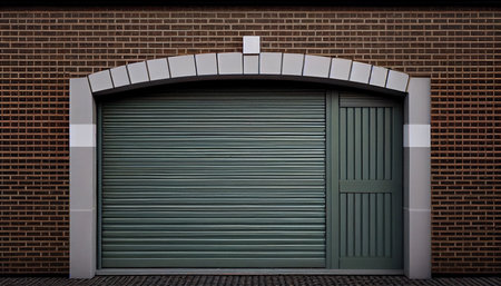 Modern Private Garage. Garage Gate with Automatic roller System. Generative ai.の素材