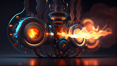 Futuristic turbine of starship. Generative aiの素材