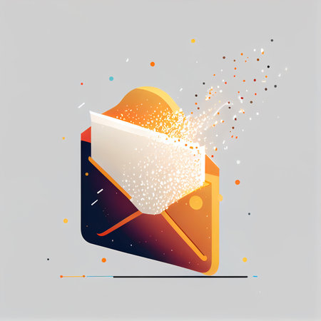 icon of an envelope sparkling like magic dust, symbolizing an email marketing campaign that reaches every potential customer. Ai generativeの素材