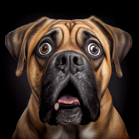 Cute funny shocked italian canr corso. Cartoon style, ai generative imageの素材