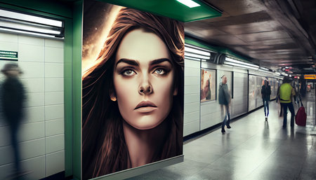 Subway platform screen door billboard. Ai generativeの素材