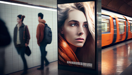 Subway platform screen door billboard. Ai generativeの素材