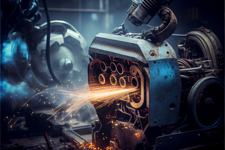 Industry 4.0 Robot concept, automation tools, robot arm at the factory. Ai generativeの素材