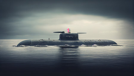 Diesel submarine in the bay. Ai generativeの素材