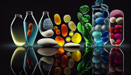 Concept of natural organic orange essential oil for skin face and body health care. Moisturizing, aromatherapy, detox treatment, anti-stress effect. Fresh fruit. Ai generativeの素材